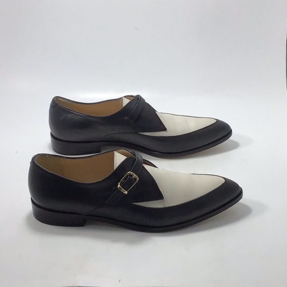 J.Crew Color lock Black White Leather Loafers 90s With Buckle Closure Size 6.5 - Picture 6 of 16